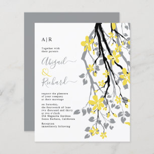 Papier Branche BUDGET, fleurs Code QR faire-part de maria
