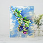 Papier Branche de bleuet, aquarelle (Debout devant)