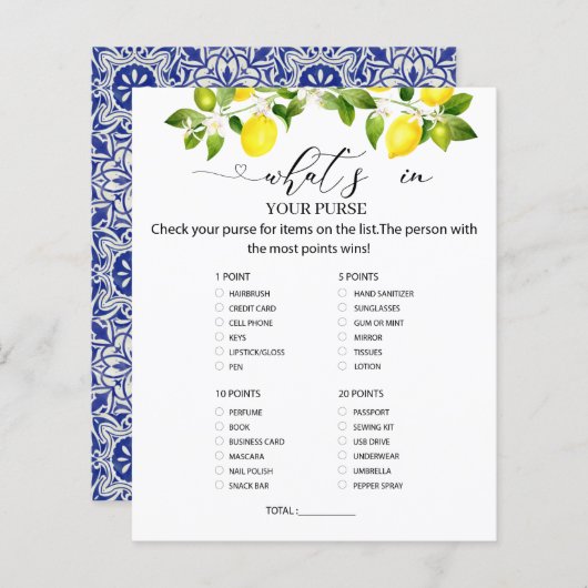 Papier Branche de citron et mosaïque bleue Qu'y a-t-il da (Devant / Derrière)