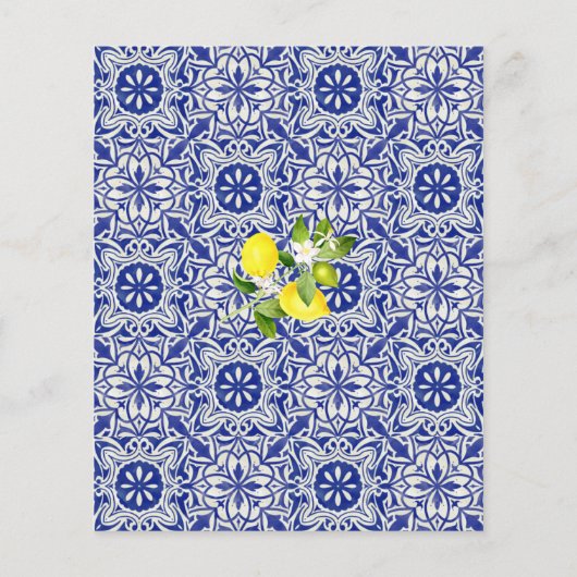Papier Branche de citron et mosaïque bleue Qu'y a-t-il da (Dos)