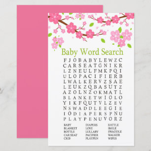 Papier Branche Sakura Baby shower Word Search Jeu
