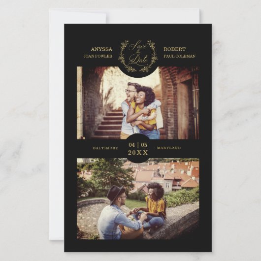 Papier Branches à la mode Budget Noir Personnalisé 2 Phot (Devant)