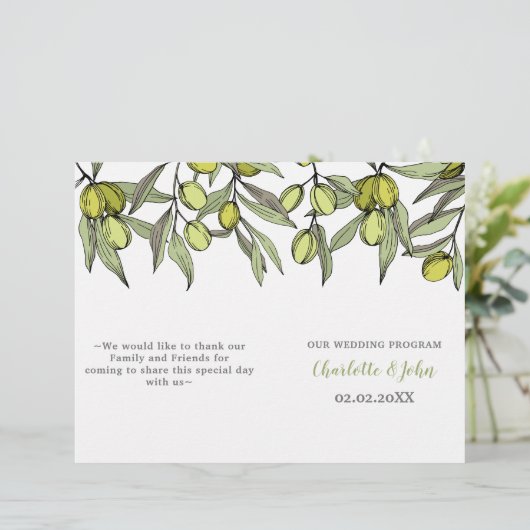 Papier Branches d'olivier Nature Verdure Mariage botaniqu (Debout devant)