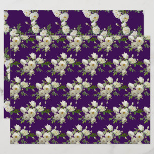 Papier Branches du Motif de Roses Blanches