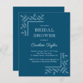 Papier Branches modernes Blue Bridal Shower Invitation (Devant / Derrière)