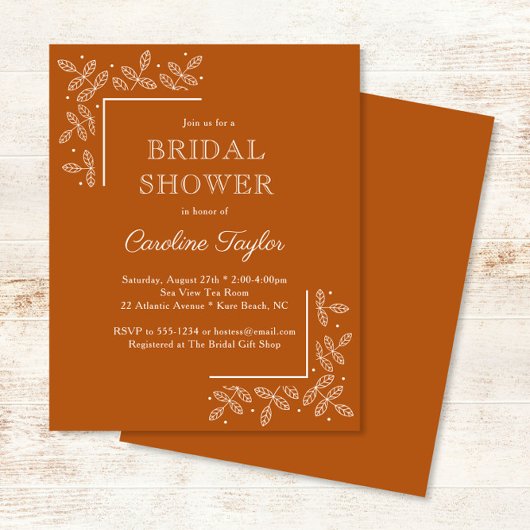 Papier Branches modernes Burnt Orange Invitation Fête des