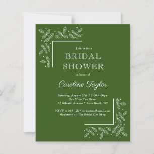 Papier Branches modernes Green Bridal Shower Invitation