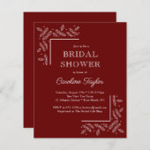 Papier Branches modernes Rouge foncé Douche nuptiale Invi (Devant / Derrière)