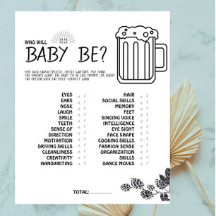 Papier Brasserie Baby - B&W - Qui sera bébé? Jeu