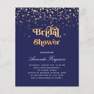 Papier Bridal douche marine bleu or budget invitation