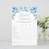 Papier Bridal floral bleu Scattergories jeu modifiable (Debout devant)