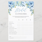 Papier Bridal floral bleu Scattergories jeu modifiable (Devant)