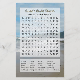 Papier Bridal Party Mot de recherche Jeu, Plage