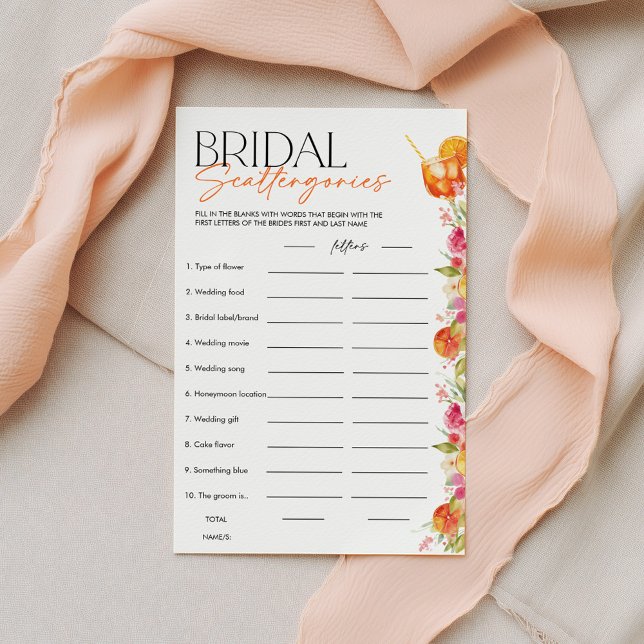 Papier Bridal Scattergories Spritz Bridal Shower Game (Bridal Scattegories | Love at First Spritz | Bright Floral Citrus Bridal Shower Games)