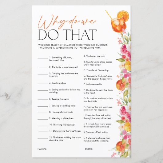 Papier Bridal Shower Game Why Do We Do That Spritz Citrus (Devant)