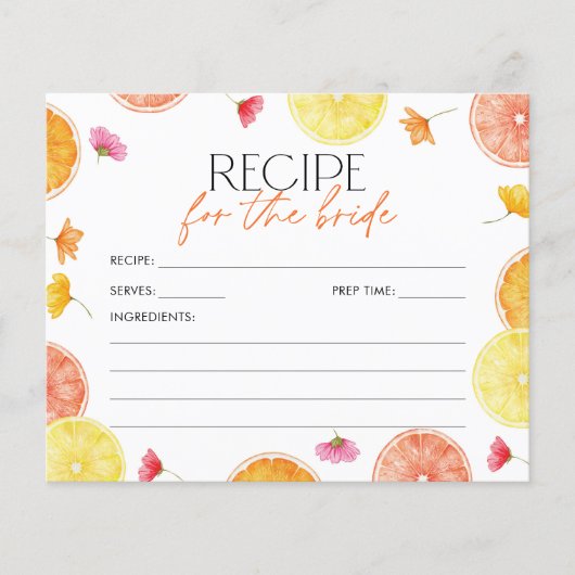 Papier Bridal Shower Recipe Card Main Squeeze Citrus (Devant)