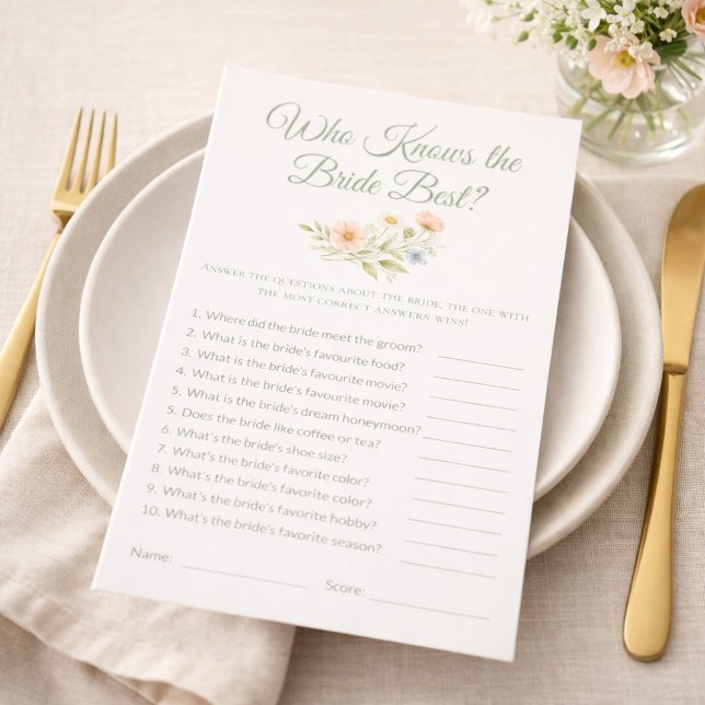 Papier Bridal Shower Wildflower Who Knows the Bride Game (Créateur téléchargé)