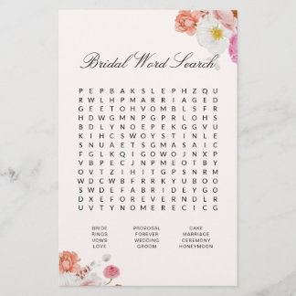Papier Bridal Shower Word Search Floral Game Card