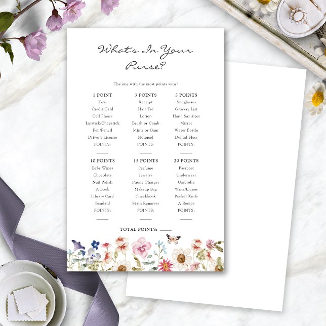 Papier Bridal What's In Your Purse Game (Bridal Shower  What's In Your Purse Game with Butterfly by Painted Paperie
)