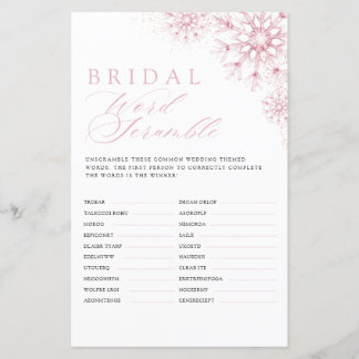 Papier Bridal Word Scramble Pink Snow in Love Game