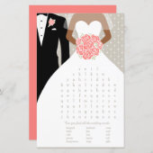Papier Bride Fête des mariées mot recherche jeu corail ro (Devant / Derrière)