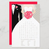 Papier Bride Fête des mariées mot recherche jeu robe roug (Devant / Derrière)