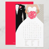 Papier Bride Fête des mariées mot recherche jeu robe roug (Devant / Derrière)