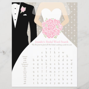 Papier Bride Fête des mariées Word Recherche Jeu robe ros