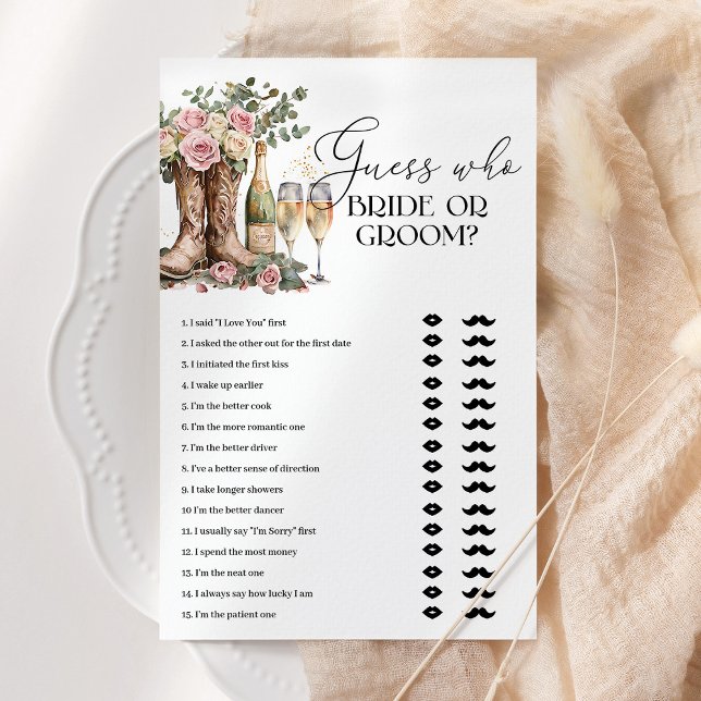 Papier Bride Or Groom Boots and Bubbly Bridal Shower Game (Créateur téléchargé)