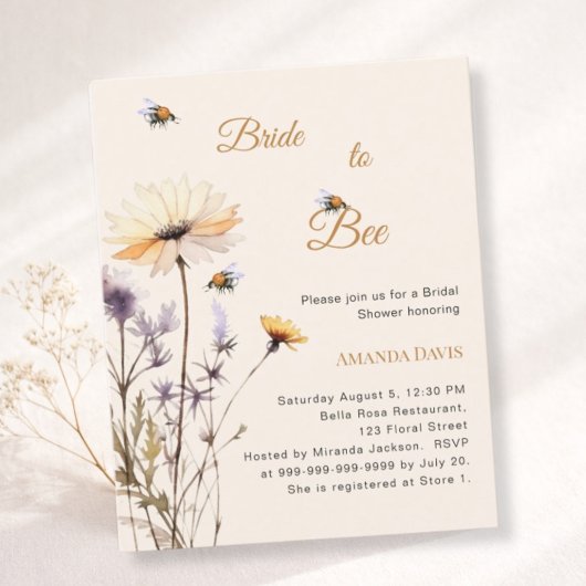Papier Bride to bee wildflower bridal shower invitation