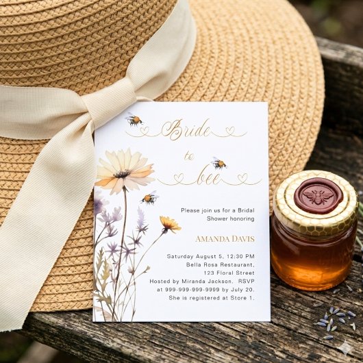 Papier Bride to bee wildflower bridal shower invitation