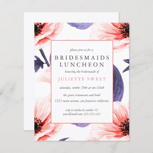 Papier Bridesmaitres BUDGET Déjeuner Blush violet fleuri (Devant / Derrière)