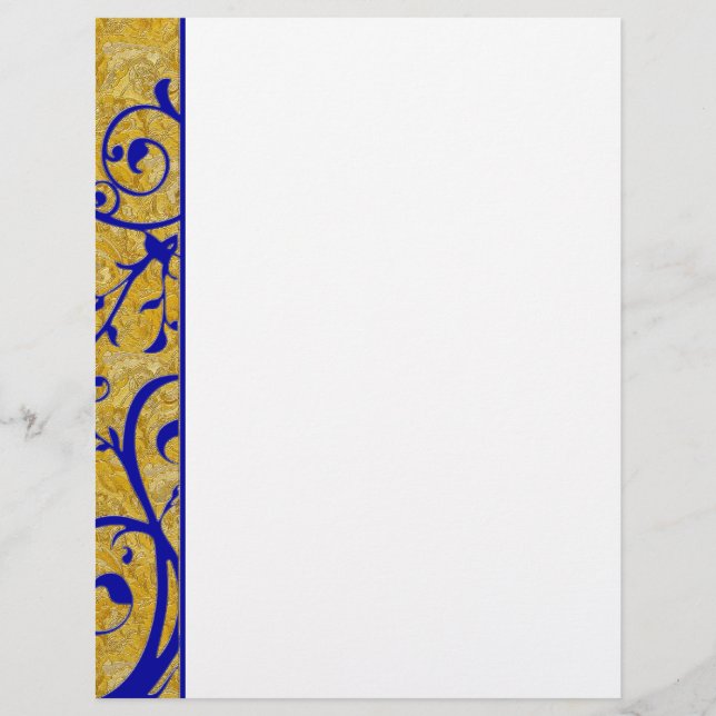 Papier brocade or et cobalt (Devant)