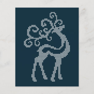 Papier Broderie de Noël bleue rennes bois saisonnière