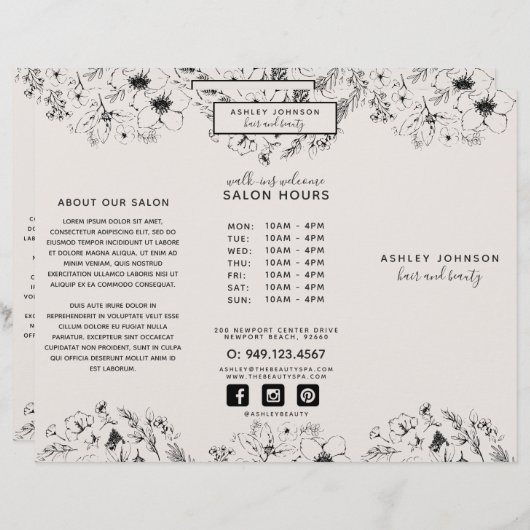 Papier Brouchure botanique moderne Noir plus Photos Brouc (Devant / Derrière)