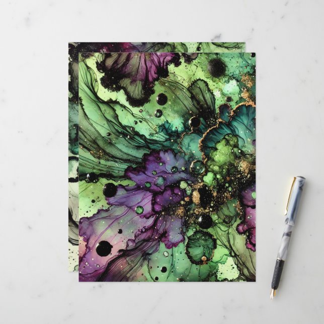 Papier Brow Halloween Witch’s Alcohol Ink Scrapbook (Devant/Arrière en situation)