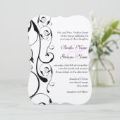 Papier Brown Black Swirls Wedding Invitations (Debout devant)