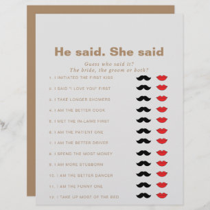 Papier Brown Il Dit Qu'Elle A Dit Fête des mariées Game