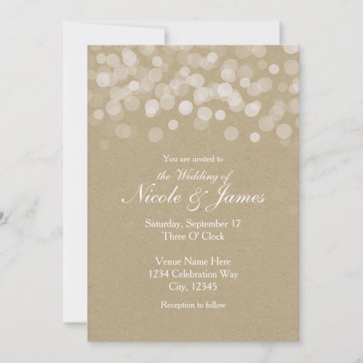 Papier Brown Invitations de mariage rustique simpl (Devant)