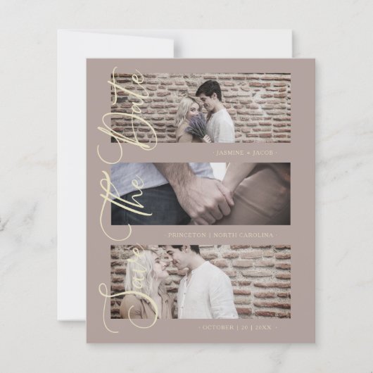 Papier Brown pas cher tendance moderne 3 photos Mariages  (Devant)