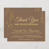 Papier Brown Simple Clean Heart Merci Or (Devant / Derrière)