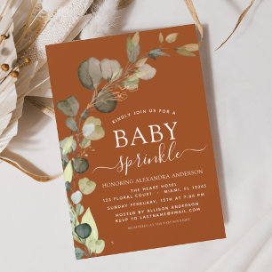 Papier Brûlé Orange Baby Sprinkle Shower Invitation