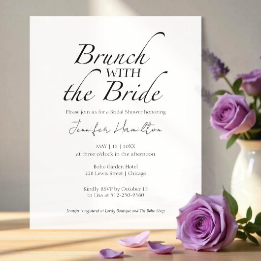 Papier Brunch avec la mariée Fête des mariées noire et bl