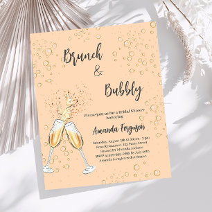 Papier Brunch Bubbly Fête des mariées pêche invitation