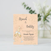 Papier Brunch Bubbly Fête des mariées pêche invitation (Debout devant)