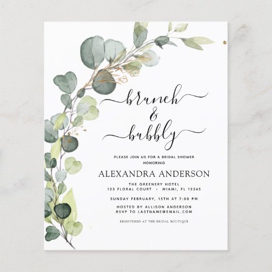 Papier Brunch & Bubbly Fête des mariées Photo Invitation (Devant)