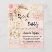 Papier Brunch Bubbly rose mariée pampas herbe invitation (Devant)