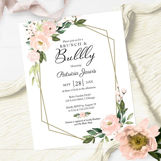 Papier Brunch Et Bubbly Budget Floral Invitation