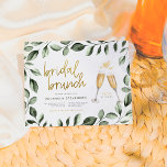 Papier Brunch nuptial budget Champagne & Eucalyptus<br><div class="desc">Un thème classique avec une touche moderne. Ce design présente un cadre de verdure aquarelle peinte à la main, un script en or écrit à la main et une illustration de deux verres à champagne. Vos détails de douche apparaissent dans la typographie sans serif moderne avec la date dans une...</div>