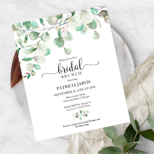 Papier Brunch nuptial vert Invitation budgétaire